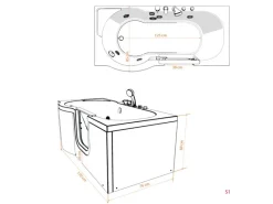 AcquaVapore AquaVapore Seniorenwanne mit Tür Whirlpool S12-TH-WP-R Badewanne 85x170cm< Einhebelmischer