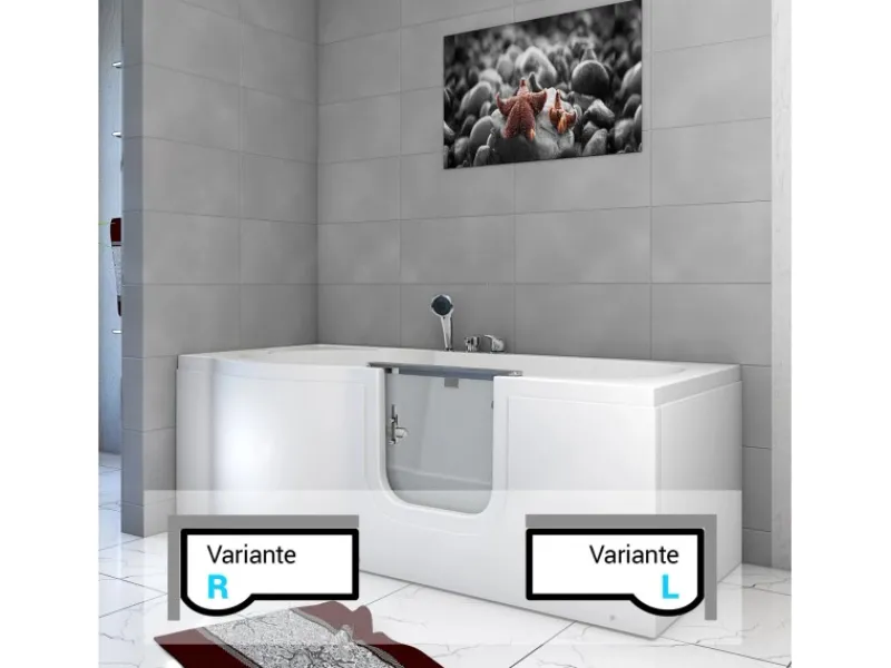 New AcquaVapore AquaVapore Seniorenwanne mit Tür Whirlpool S12-TH-AIR-L Badewanne 170x85cm