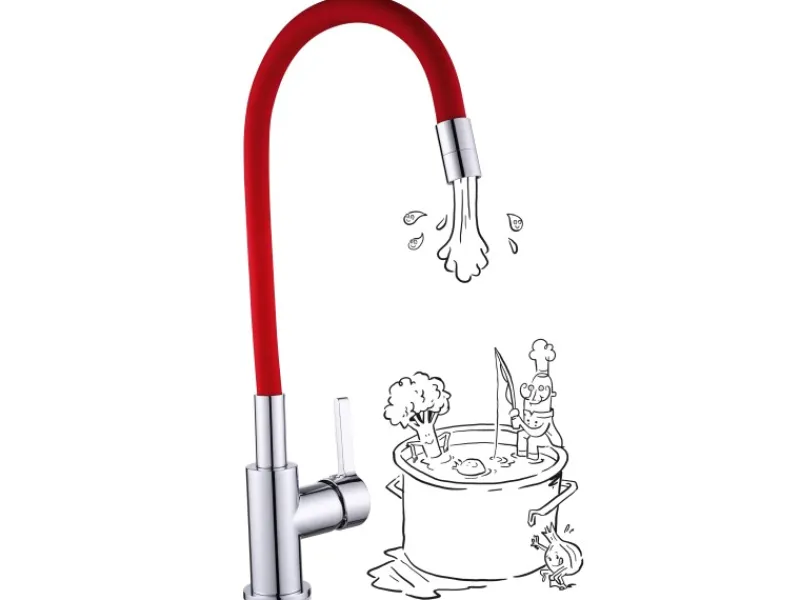 baliv Einhebelmischer<Küchenarmatur KI-1823 Chrom-Rot