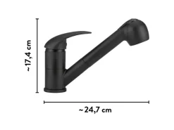 baliv Küchenarmatur mit Wasserspareinsatz & Geschirrbrause KI-1521 Schwarz Matt