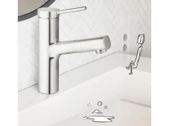 baliv Waschtischarmatur WT-680 mit Handbrause Einhebel Verchromt< Einhebelmischer