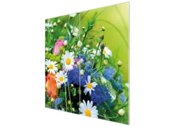 Banjado Schneidebretter|Herdabdeckungen<Herdabdeckplatte Glas 2 Teilig Je 30x52CM Schneidebrett Herdabdeckung Mit Motiv Blumenstrauß