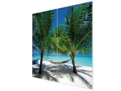 New Banjado Herdabdeckplatte Glas 2 Teilig Je 30x52CM Schneidebrett Herdabdeckung Mit Motiv Strand