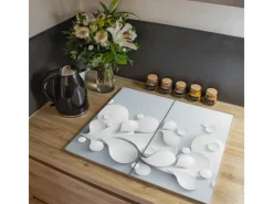 Banjado Herdabdeckplatte Glas 2 Teilig Je 30x52CM Schneidebrett Herdabdeckung Mit Motiv Papiertropfen< Schneidebretter|Herdabdeckungen