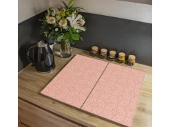 Banjado Herdabdeckplatte Glas 2 Teilig Je 30x52CM Schneidebrett Herdabdeckung Mit Motiv Rosa Arabesque< Herde|Kochfelder
