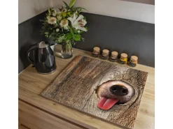 Banjado Herdabdeckplatte Glas 2 Teilig Je 30x52CM Schneidebrett Herdabdeckung Mit Motiv Rumschnüffeln< Schneidebretter|Herdabdeckungen