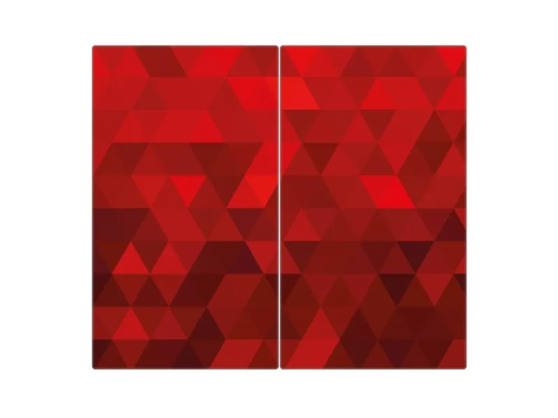 Best Banjado Herdabdeckplatte Glas 2 Teilig Je 30x52CM Schneidebrett Herdabdeckung Mit Motiv Dreiecke Rot