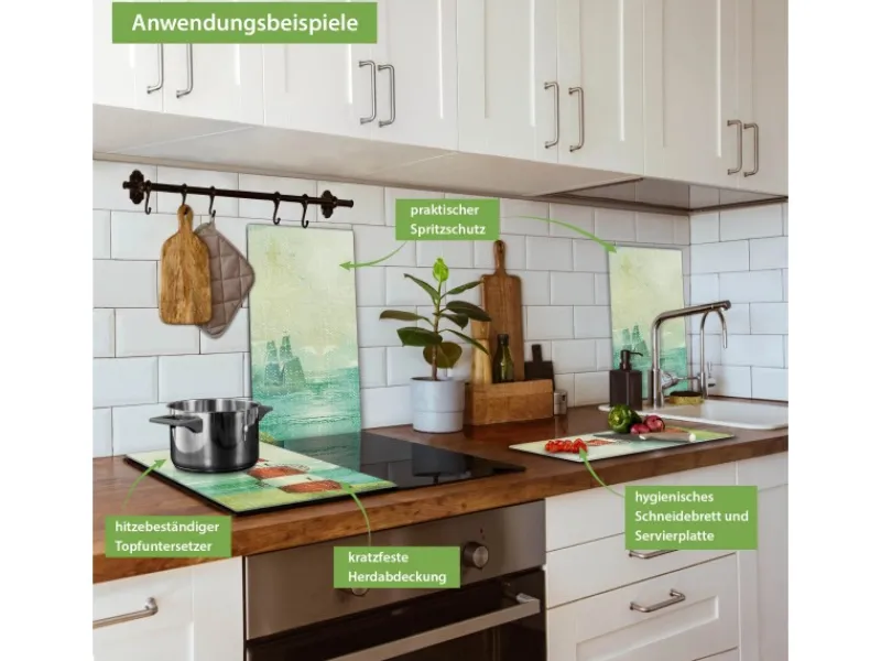 Banjado Herdabdeckplatte Glas 2 Teilig Je 30x52CM Schneidebrett Herdabdeckung Mit Motiv Alter Leuchtturm< Schneidebretter|Herdabdeckungen