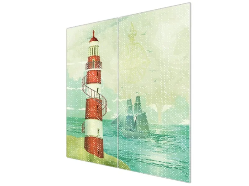 Banjado Herdabdeckplatte Glas 2 Teilig Je 30x52CM Schneidebrett Herdabdeckung Mit Motiv Alter Leuchtturm< Schneidebretter|Herdabdeckungen
