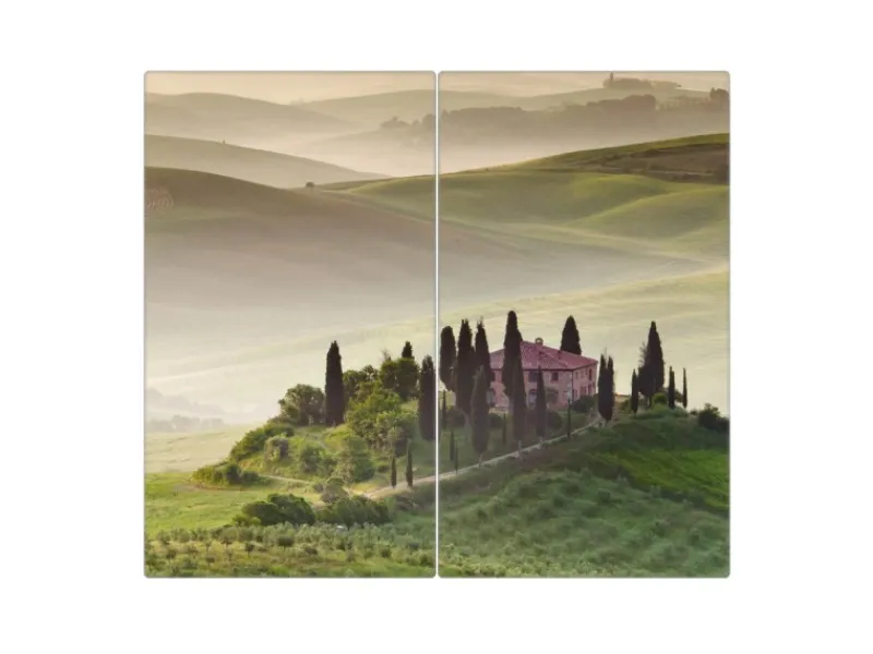Banjado Schneidebretter|Herdabdeckungen<Herdabdeckplatte Glas 2 Teilig Je 30x52CM Schneidebrett Herdabdeckung Mit Motiv Toscana