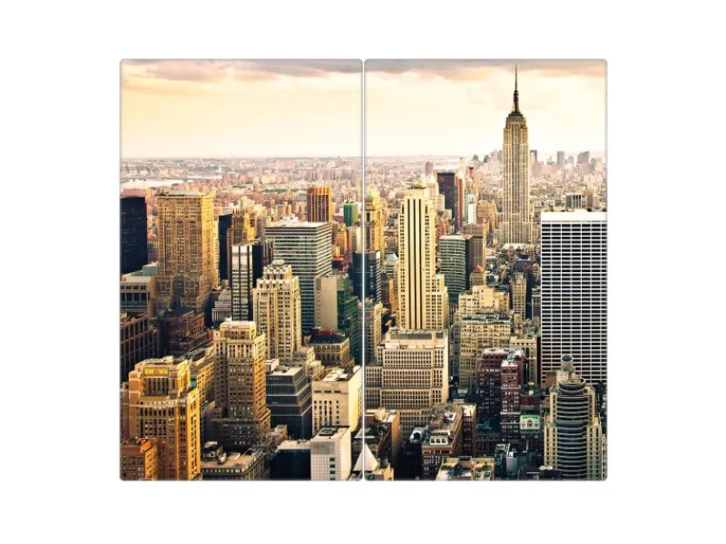 Banjado Herdabdeckplatte Glas 2 Teilig Je 30x52CM Schneidebrett Herdabdeckung Mit Motiv New York City< Schneidebretter|Herdabdeckungen