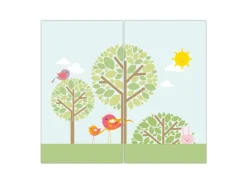 Sale Banjado Herdabdeckplatte Glas 2 Teilig Je 30x52CM Schneidebrett Herdabdeckung Mit Motiv Drei Bäume