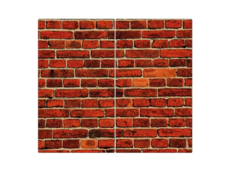 Banjado Herdabdeckplatte Glas 2 Teilig Je 30x52CM Schneidebrett Herdabdeckung Mit Motiv Ziegelwand< Herde|Herdabdeckungen