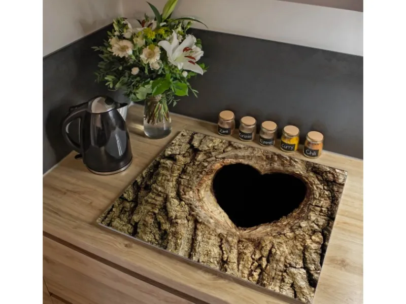 Banjado Herdabdeckplatte Glas 1 Teilig 60x52CM Schneidebrett Herdabdeckung Mit Motiv Baumherz< Schneidebretter|Herde