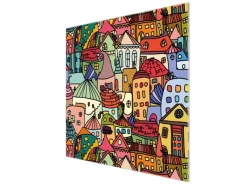 Banjado Herdabdeckungen|Kochfelder<Herdabdeckplatte Glas 1 Teilig 60x52CM Schneidebrett Herdabdeckung Mit Motiv Funky Town