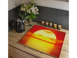 Banjado Herdabdeckplatte Glas 1 Teilig 60x52CM Schneidebrett Herdabdeckung Mit Motiv Sonnenuntergang< Schneidebretter|Herdabdeckungen