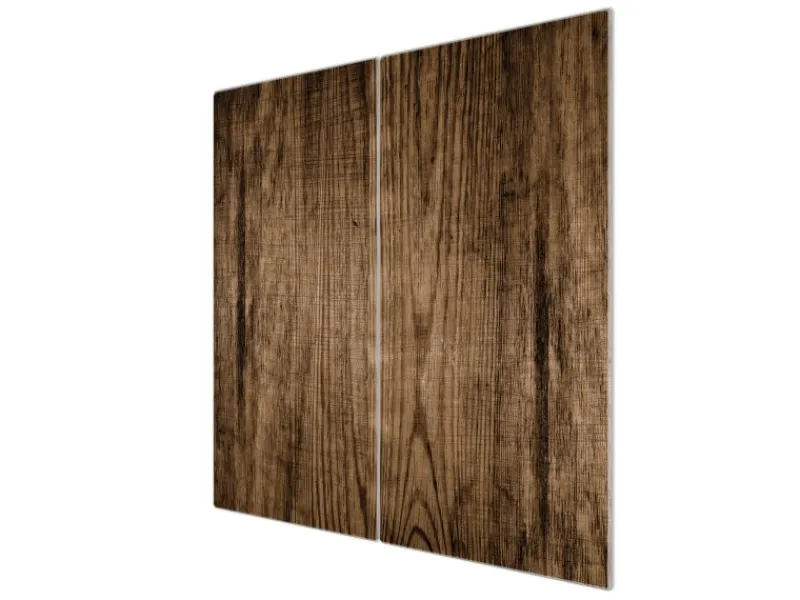 Banjado Herdabdeckungen|Kochfelder<Herdabdeckplatte Glas 2 Teilig Je 30x52CM Schneidebrett Herdabdeckung Mit Motiv Maserung Dunkel