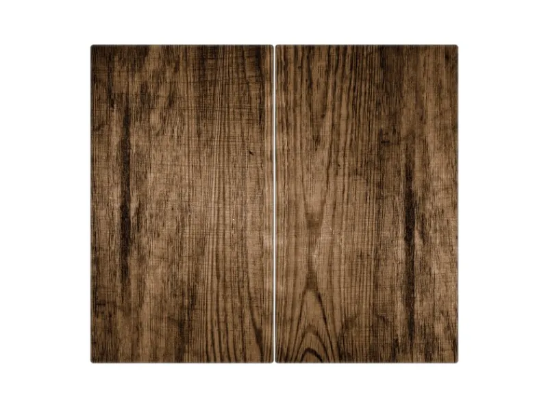 Banjado Herdabdeckungen|Kochfelder<Herdabdeckplatte Glas 2 Teilig Je 30x52CM Schneidebrett Herdabdeckung Mit Motiv Maserung Dunkel