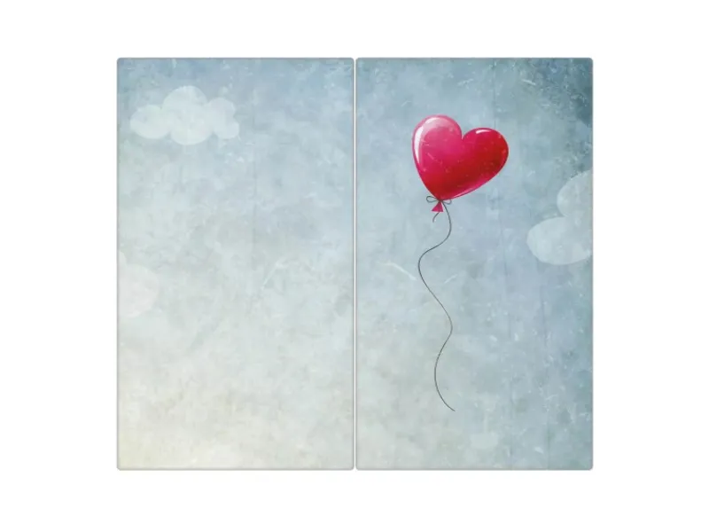 Online Banjado Herdabdeckplatte Glas 2 Teilig Je 30x52CM Schneidebrett Herdabdeckung Mit Motiv Herzballon