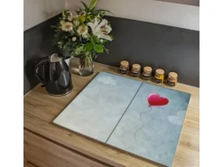 Online Banjado Herdabdeckplatte Glas 2 Teilig Je 30x52CM Schneidebrett Herdabdeckung Mit Motiv Herzballon