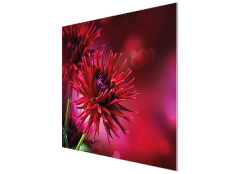 Clearance Banjado Herdabdeckplatte Glas 1 Teilig 60x52CM Schneidebrett Herdabdeckung Mit Motiv Rote Dahlien