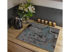 New Banjado Herdabdeckplatte Glas 2 Teilig Je 30x52CM Schneidebrett Herdabdeckung Mit Motiv Wand Mit Zeitungen