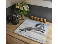 Banjado Herdabdeckungen|Herde<Herdabdeckplatte Glas 1 Teilig 60x52CM Schneidebrett Herdabdeckung Mit Motiv Wildes Pferd