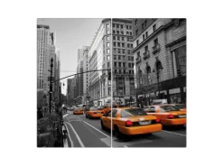 Discount Banjado Herdabdeckplatte Glas 2 Teilig Je 30x52CM Schneidebrett Herdabdeckung Mit Motiv New York Taxi