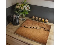 Banjado Schneidebretter|Herdabdeckungen<Herdabdeckplatte Glas 1 Teilig 60x52CM Schneidebrett Herdabdeckung Mit Motiv Holz