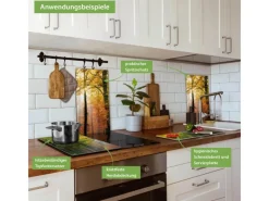 Clearance Banjado Herdabdeckplatte Glas 2 Teilig Je 30x52CM Schneidebrett Herdabdeckung Mit Motiv Herbstwald