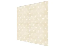 Banjado Herdabdeckplatte Glas 2 Teilig Je 30x52CM Schneidebrett Herdabdeckung Mit Motiv Beige Herzen