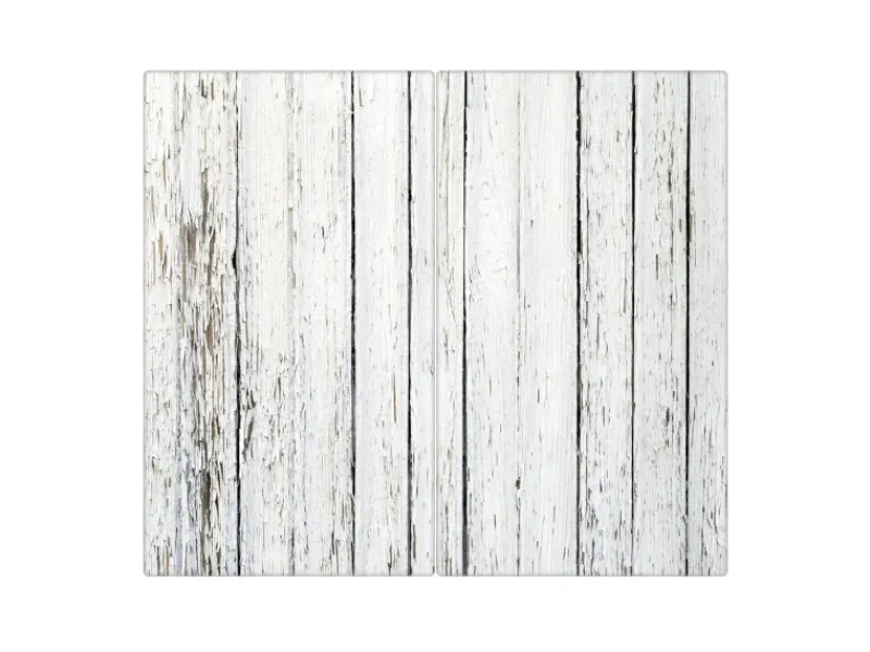 Banjado Herdabdeckplatte Glas 2 Teilig Je 30x52CM Schneidebrett Herdabdeckung Mit Motiv Weißer Bretterzaun< Schneidebretter|Herde