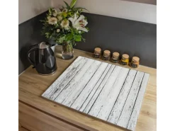 Banjado Herdabdeckplatte Glas 2 Teilig Je 30x52CM Schneidebrett Herdabdeckung Mit Motiv Weißer Bretterzaun< Schneidebretter|Herde