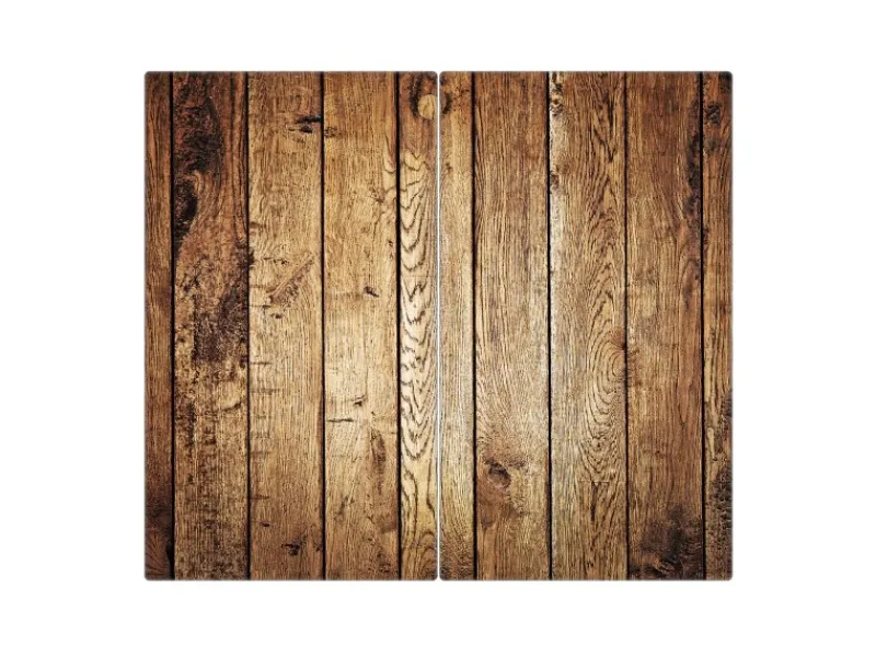 Banjado Herdabdeckplatte Glas 2 Teilig Je 30x52CM Schneidebrett Herdabdeckung Mit Motiv Geöltes Holz< Herdabdeckungen|Herde