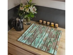 Banjado Herdabdeckplatte Glas 2 Teilig Je 30x52CM Schneidebrett Herdabdeckung Mit Motiv Verwittertes Holz< Schneidebretter|Herdabdeckungen