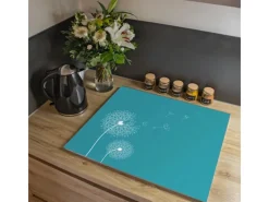 Outlet Banjado Herdabdeckplatte Glas 1 Teilig 60x52CM Schneidebrett Herdabdeckung Mit Motiv Pusteblume 4