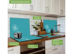 Outlet Banjado Herdabdeckplatte Glas 1 Teilig 60x52CM Schneidebrett Herdabdeckung Mit Motiv Pusteblume 4
