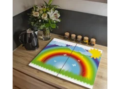 Banjado Herdabdeckplatte Glas 2 Teilig Je 30x52CM Schneidebrett Herdabdeckung Mit Motiv Regenbogen< Herdabdeckungen|Kochfelder