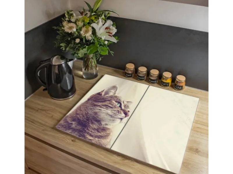 Banjado Herde|Herdabdeckungen<Herdabdeckplatte Glas 2 Teilig Je 30x52CM Schneidebrett Herdabdeckung Mit Motiv Holgerson
