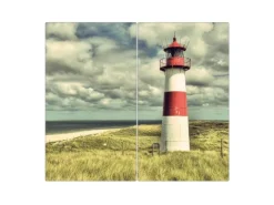Banjado Schneidebretter|Herde<Herdabdeckplatte Glas 2 Teilig Je 30x52CM Schneidebrett Herdabdeckung Mit Motiv Leuchtturm Sylt