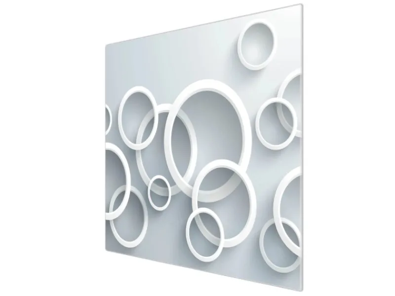 Banjado Schneidebretter|Herdabdeckungen<Herdabdeckplatte Glas 1 Teilig 60x52CM Schneidebrett Herdabdeckung Mit Motiv Weiße Ringe