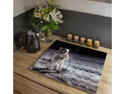 Outlet Banjado Herdabdeckplatte Glas 2 Teilig Je 30x52CM Schneidebrett Herdabdeckung Mit Motiv Astronaut