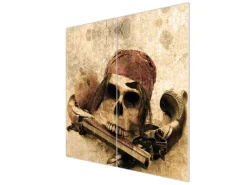 Banjado Herdabdeckplatte Glas 2 Teilig Je 30x52CM Schneidebrett Herdabdeckung Mit Motiv Pirat< Herde|Kochfelder