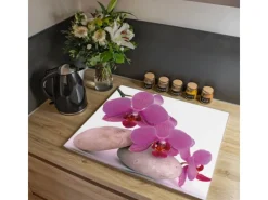 Outlet Banjado Herdabdeckplatte Glas 1 Teilig 60x52CM Schneidebrett Herdabdeckung Mit Motiv Orchidee