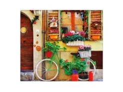 Outlet Banjado Herdabdeckplatte Glas 1 Teilig 60x52CM Schneidebrett Herdabdeckung Mit Motiv Grünes Fahrrad