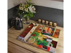 Outlet Banjado Herdabdeckplatte Glas 1 Teilig 60x52CM Schneidebrett Herdabdeckung Mit Motiv Grünes Fahrrad