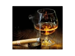 Banjado Herdabdeckplatte Glas 1 Teilig 60x52CM Schneidebrett Herdabdeckung Mit Motiv Whiskey & Cigar< Schneidebretter|Herdabdeckungen