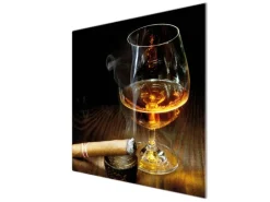 Banjado Herdabdeckplatte Glas 1 Teilig 60x52CM Schneidebrett Herdabdeckung Mit Motiv Whiskey & Cigar< Schneidebretter|Herdabdeckungen