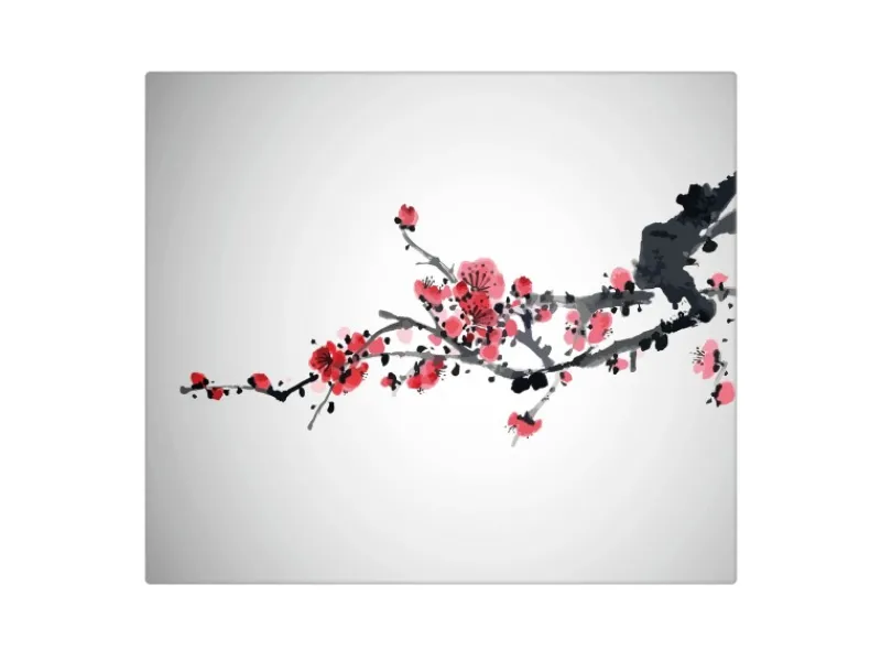 Banjado Herde|Kochfelder<Herdabdeckplatte Glas 1 Teilig 60x52CM Schneidebrett Herdabdeckung Mit Motiv Japanische Blüten 2