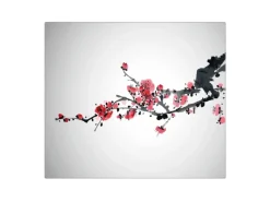 Banjado Herde|Kochfelder<Herdabdeckplatte Glas 1 Teilig 60x52CM Schneidebrett Herdabdeckung Mit Motiv Japanische Blüten 2